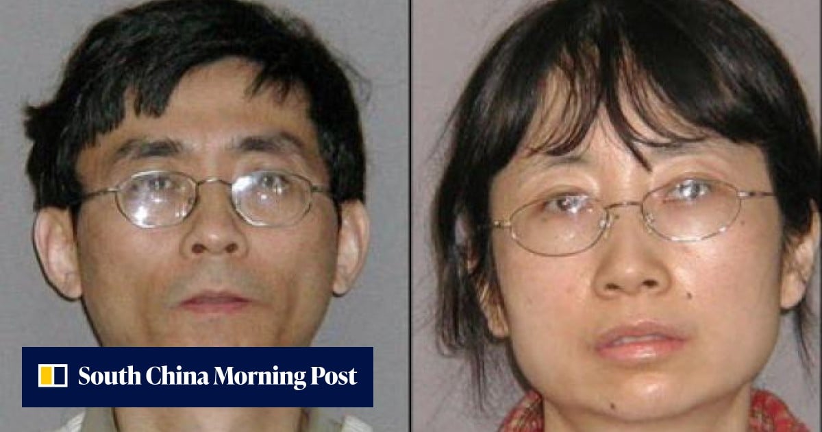 Police booking photographs of Yu Qin and Shanshan Du shown side by side